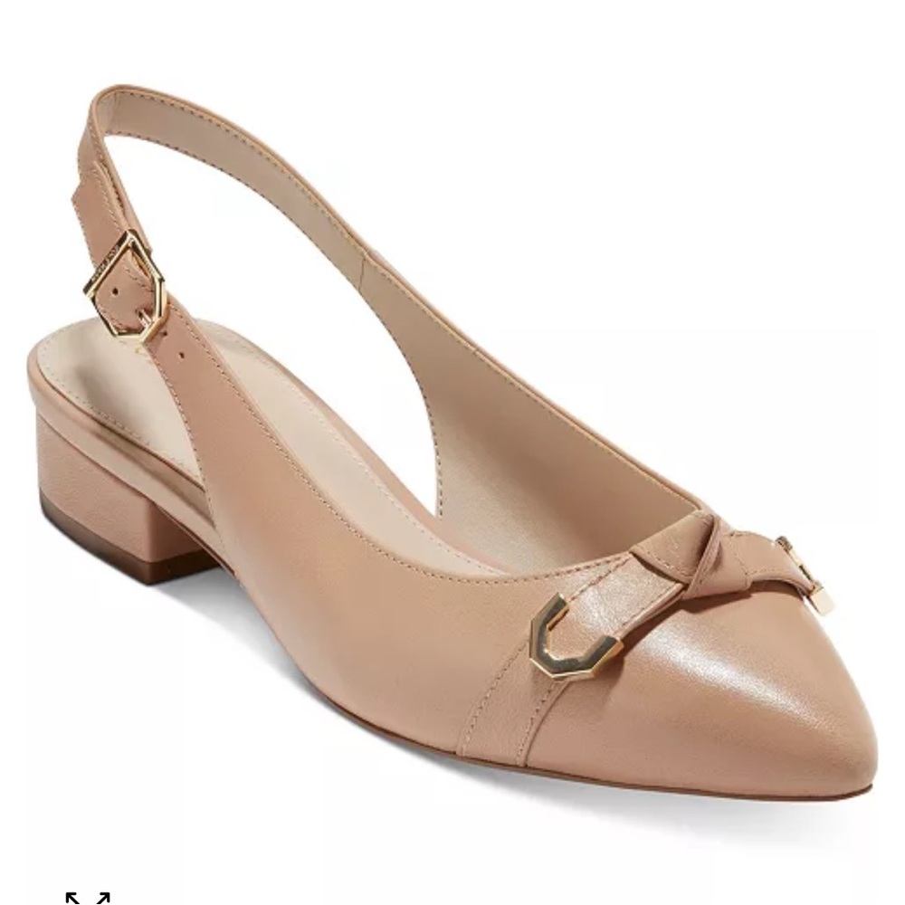 Cole Haan Menlo Skimmer Slingback Flat Sandals Brush Leather Nude Size 8